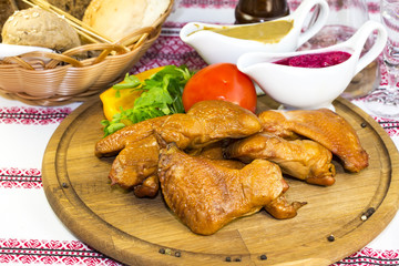 chicken wings on the table in a restaurant