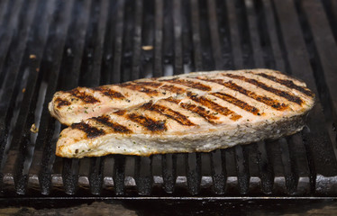 cooking steak grilled salmon