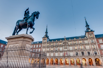 Naklejka premium Philip III on the Plaza Mayor in Madrid, Spain.