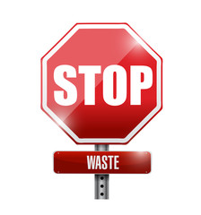 stop waste street sign illustration design