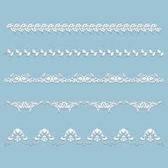 Set of white lace border with shadow