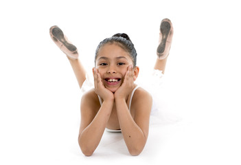 sweet young cute ballet dancer girl posing on white background © Wordley Calvo Stock