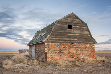 abandoned brick barn