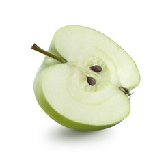 Half of Granny Smith apple on white background isolated