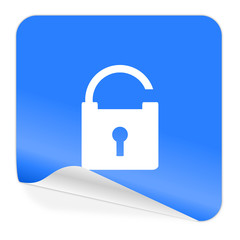 padlock blue sticker icon