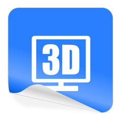 3d display blue sticker icon