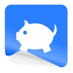 piggy bank blue sticker icon