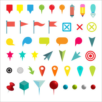 Colorful Navigation Pins. Isolated on White Vector Illustration