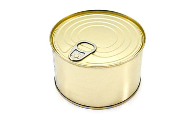 Closed tin can isolated on white