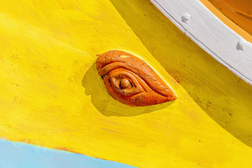 Horus or Osiris eye in Luzzu at Marsaxlokk, Malta