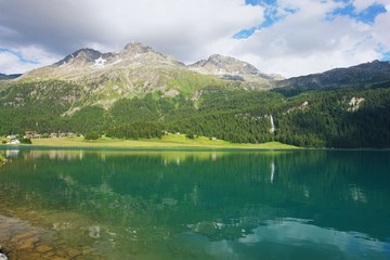 Lake Silvaplana in the Swiss Alps, Switzerland