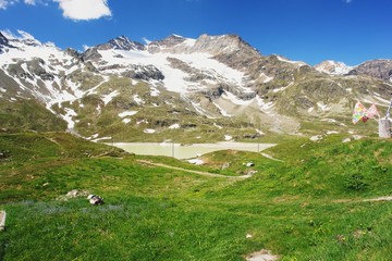 Fototapeta na wymiar Bernina Pass, view of the Swiss Alps, Switzerland