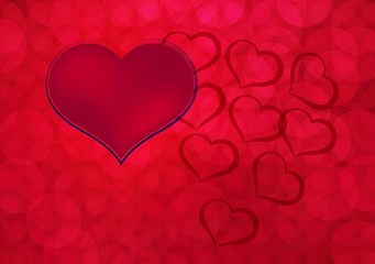 Heart sign on red background