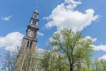 Fototapeta premium Western church in Amsterdam, Netherlands.