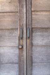 Handle on wooden door