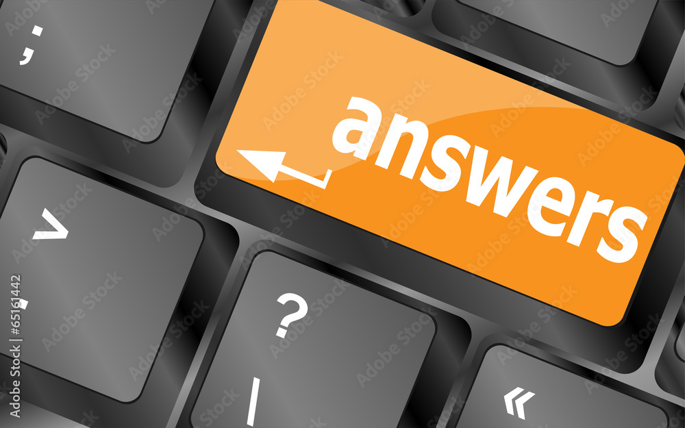Poster get answers concept on the modern keyboard keys