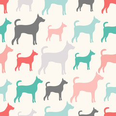 Animal seamless vector pattern of dog silhouettes. Endless textu
