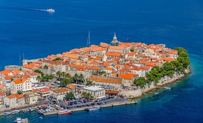Korcula old town aerial photo