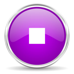 stop pink glossy icon