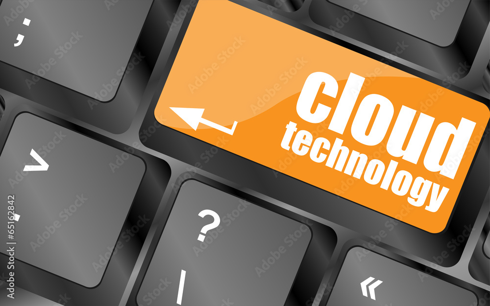 Poster connect to cloud concept on button of the keyboard key