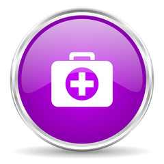 first aid pink glossy icon