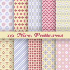 Charming different vector seamless patterns (tiling).