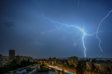 lightning and cityscape