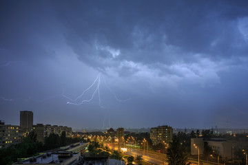 lightning and cityscape