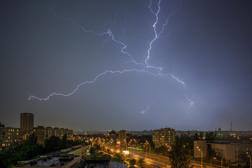 lightning and cityscape