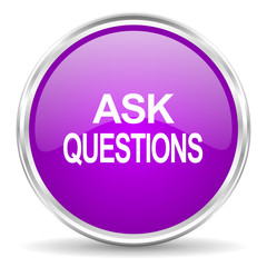 ask questions pink glossy icon