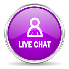 live chat pink glossy icon