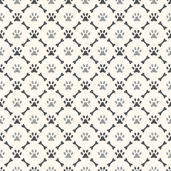 Seamless animal pattern of paw footprint and bone. Endless textu - 65164464