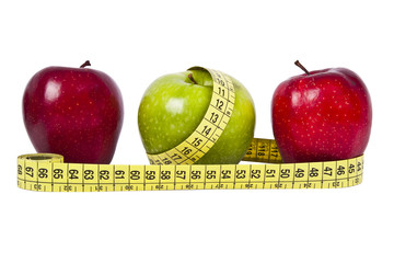 fresh fruit with measuring cintra concept of healthy diet