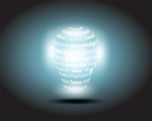 Light bulb on black background with copy text