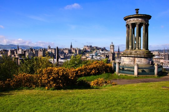 View over the historic center of Edinburgh Scotland