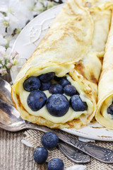 Crepes with blueberries