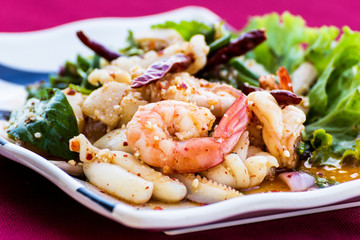 Salad sea food spicy