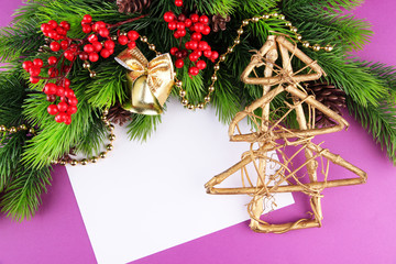 Christmas card on purple background