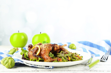 Roasted quails with vegetables