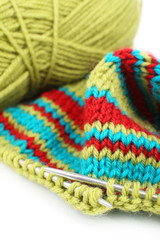 Knitting with spokes close up