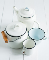 white vintage kitchenware