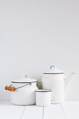 white vintage kitchenware