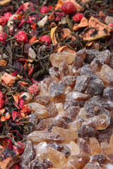 Loose berry tea and rock sugar