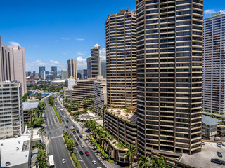 Condo towers overlooking Ala Moana Boulevard