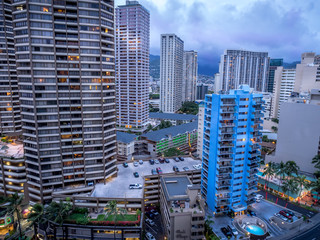 Waikiki skyline in the evening