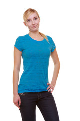 Obraz premium Portrait smiling girl student isolated. Education college.