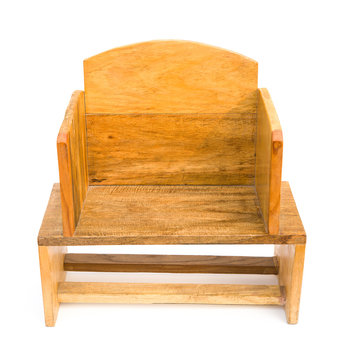 front view wooden chair for children on white