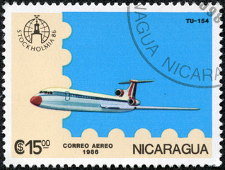 stamp printed in Nicaragua showing plane