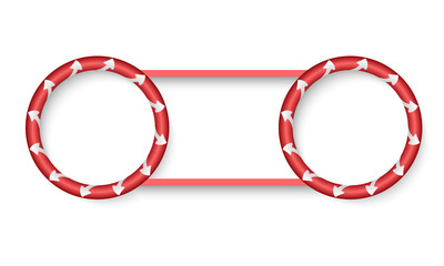 red double circular text frame with arrows