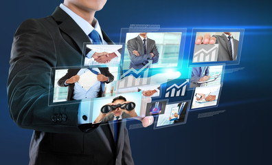 business man with social network connection